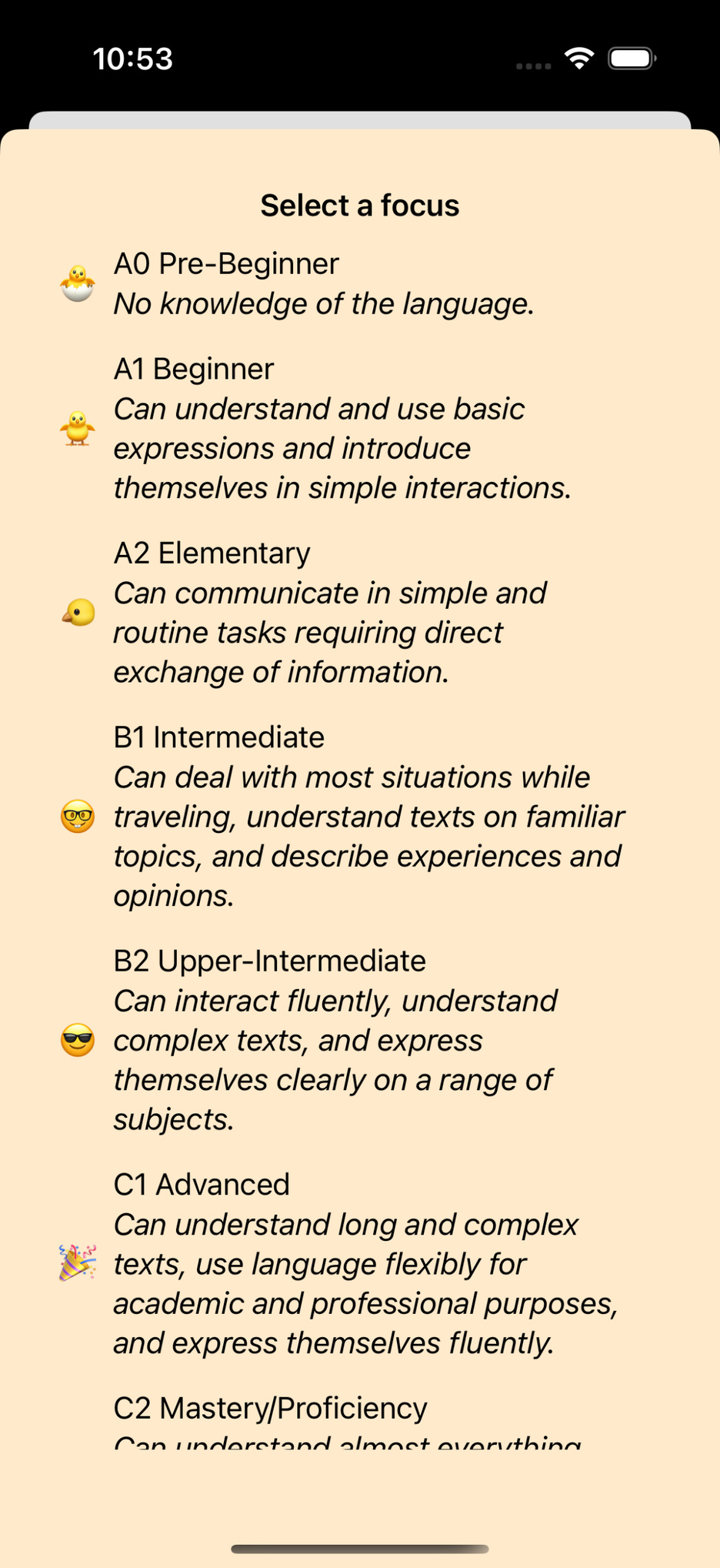 2. Choose Level