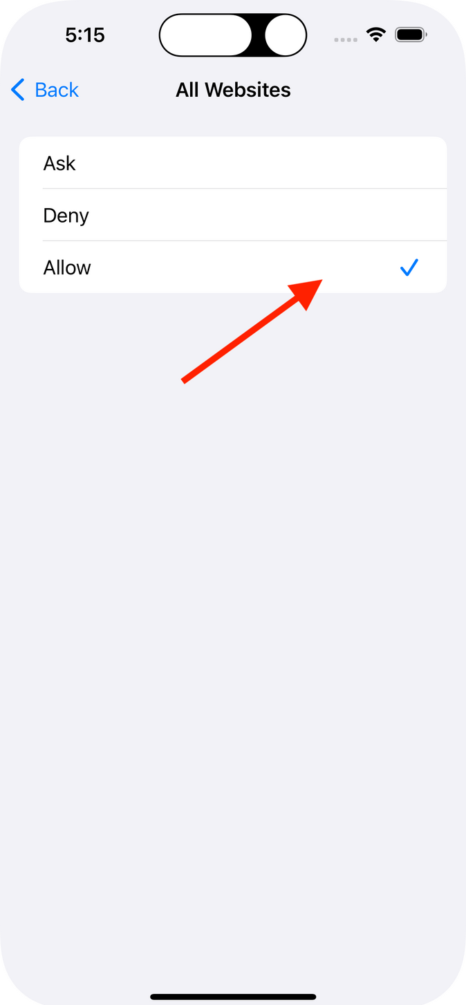 7. select Allow